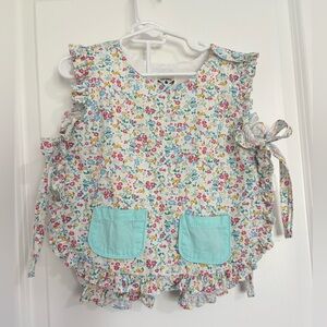 The Oaks Apparel Boutique Petite Floral Apron Bloomer Set 100% cotton – Size 3T
